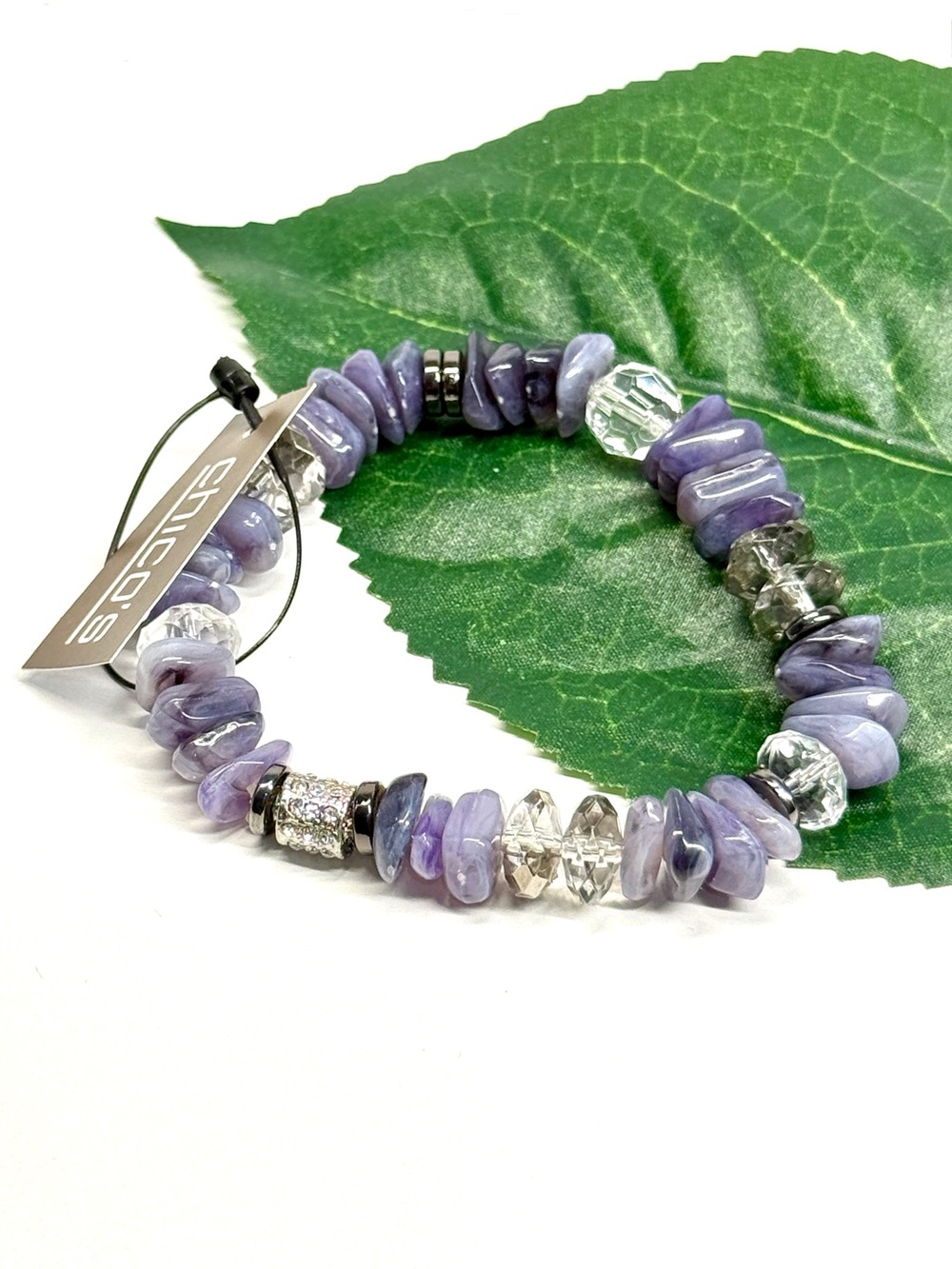 Chico’s Purple Stone Chip Stretch Bracelet NWT